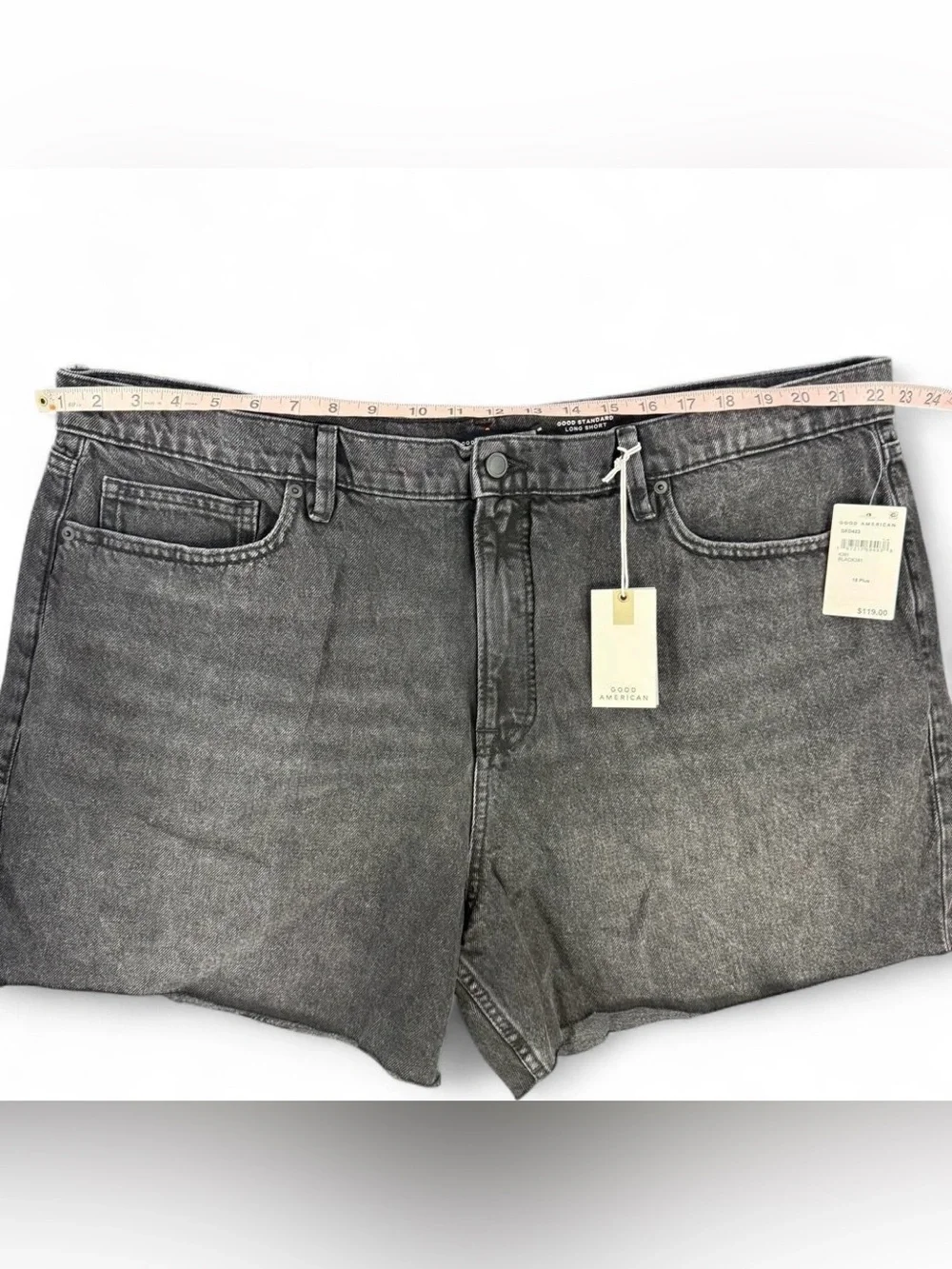Good American Good Standard Long Short plus Size 18 Charcoal Cutoff Jean Shorts